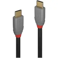 Lindy 36901 USB-kabel USB 3.2 Gen2x2 USB-C stekker, USB-C stekker 1.00 m Zwart, Grijs PVC-mantel, Rond, Vergulde steekcontacten