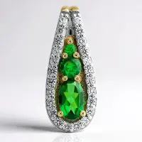 Cavill - Gouden hanger 9K met AAA Keniaanse tsavoriet 0,411 ct - Ovaal & Rond slijpsel - Prong zetting - Exclusief & elegant sieraad