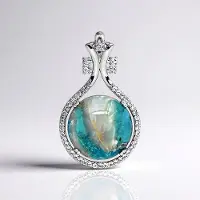 Cavill - Zilveren Hanger - 925 Sterling Zilver Gerhodineerd - Turquoise Mozaïek 5,37 ct & Witte Topaas 0,48 ct - Druppelvormig & Handgemaakt Sieraad