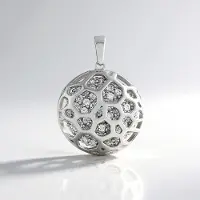 Cavill - Zilveren Hanger - 925 Sterling Zilver Geplatineerd - 61 Ronde Cambodjaanse Zirkonia's 1,10 ct - Modern Geometrisch Design - Stralend Sieraad