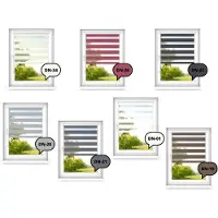 Time4blinds - Dubbele Rolgordijnen Zonder Boren - Zebra-Rolgordijnen voor Ramen en Deuren - om te Plakken, met Aluminium Cassette, Lichtdoorlatende Stof - Antraciet, 1400x900, Links