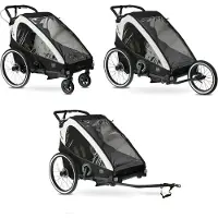 Deryan Fietskar V2 - Kinderfietskar 2 Persoons - Wandelwagen - Cream