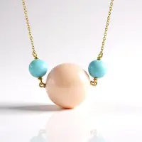 Cavill - Zilveren Halsketting - 925 Sterling Zilver Verguld - 36,54 ct Roze Opaal - 6,81 ct Larimar - Elegante Ronde Edelstenen