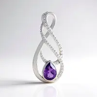 Cavill - Zilveren Hanger - 925 Sterling Zilver met Platina - 1,78 ct Zambia Amethist Druppel - Cambodjaanse Zirkonia's - Authentiek Edelsteen Sieraad