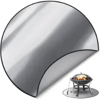 Famanu – 38 inch ronde vuurkorf mat beschermt terrasdek en gazon - hitteschild onder grillmat en open haard tapijten