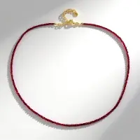 Cavill - Zilveren Halsketting met Rode Spinel 22,574 ct - 925 Sterling Zilver Verguld - Elegante Gefacetteerde Fancy Kralen - Luxe Dames Sieraad