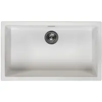 Pure.Sink Witte Grote Spoelbak 70x40 cm Onderbouw, Opbouw en Vlakinbouw met Gun Metal Plug 1208970520