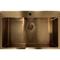 Ausmann Weser grote RVS spoelbak koper kleur PVD Copper 79x51 met kraangat onderbouw vlakbouw en opbouw 080952
