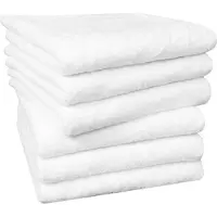 Famanu - Set van 6 handdoeken 50 × 100 cm, 100% katoen, machinewasbaar tot 95°C – Wit