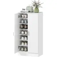 Happiq Schoenenkast Smal – Opbergkast 55x35x108 cm van Spaanplaat – Wit