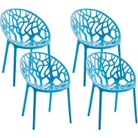 CLP Hope 4er Set stapelbare Tuinstoelen - Weerbestendig & UV-bestendig - Kunststof Stoelen met Armleuningen - Modern Design - blauw