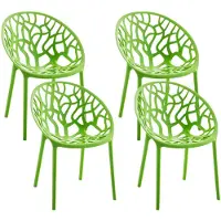 CLP Hope 4er Set stapelbare Tuinstoelen - Weerbestendig & UV-bestendig - Kunststof Stoelen met Armleuningen - Modern Design - groen