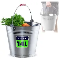 Kadax Zink emmer voor het opbergen, wateremmer van hoogwaardig roestvrij staal, robuuste tuinemmer, mortelemmer, poetsemmer, houder voor het gieten van planten (14 liter)