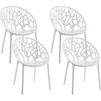 CLP Hope 4er Set stapelbare Tuinstoelen - Weerbestendig & UV-bestendig - Kunststof Stoelen met Armleuningen - Modern Design - wit