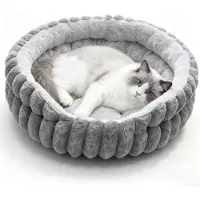 Famanu – Hondenbed, wollig, stijlvolle kattenbedden, pluche stof, antislip onderkant, wasbaar, hondenbank, rond hondenbed met vulmateriaal voor kleine