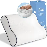 Ella Wave-Hard Orthopedisch Hoofdkussen voor Rug en Zijslaper - Ergonomisch Neksteun Kussen van Traagschuim - Slaapkussen Nekklachten 60 x 40 cm - Wit