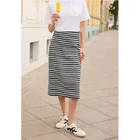 Street One Studio Street One Dames Midi-rok met gestreept patroon - Blauw - 32