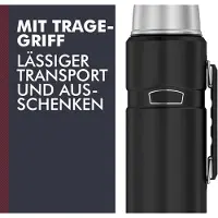 Famanu - Roestvrijstalen King thermosfles, roestvrij staal zwart 1,2 l, vacuümfles met drinkbeker 4003.232.120 vaatwasmachinebestendig,...