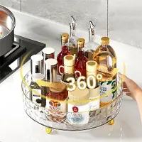Famanu - Lazy Susan Draaitafel, roterende opbergorganizer voor keuken, aanrecht, eettafel, kast, voorraadkast (23 cm transparant)