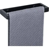 Famanu - Handdoekhouder zwart 20 cm, roestvrij staal SUS304, zonder boren, wandmontage badkamer of keuken