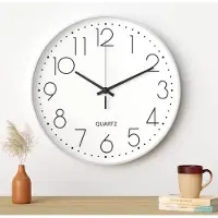 Famanu - Wandklok, 30 cm, moderne stille wandklok (wit karakterzwart)