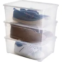Famanu Clear Set van 3 opbergdozen 10l met deksel, Kunststof (PP) BPA-vrij, transparante, 3 x 10l (36.0 x 26.0 x 14.0 cm)