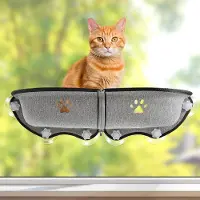 Famanu – Vensterbank kattenligmat, extra lang raamkussen voor katten, grijs