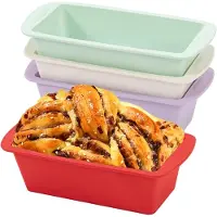 Famanu - Siliconen broodbakvorm set van 4 klein rechthoekig voor mini broden en cake