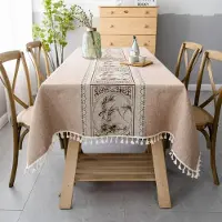 Famanu - Bedrukte tafelkleden in Chinese stijl, linnen tafelkleed, wasbaar, dinertafelkleed voor familiebijeenkomsten