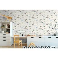 A.S. Création DINOSAURUS BEHANG | Kinderkamer - Blauw Bont Groen - Lilly & Luis