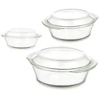 Usorteret Set van 3 borosilicaatpannen 700 1000 1500 ml