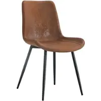 OKWISH Eetkamerstoel Set Van 4 - Brede Zitting Met Ergonomische Rugleuning - Ademend Technisch Textiel - Antislip Metalen Poten - Bruin Zwart