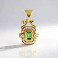 Cavill - Zilveren Hanger 925 Sterling Zilver - Lemshuku Tsavoriet 0,251 ct Achthoek - Pave Zirkonia 0,178 ct - Uniek Tanzania Edelsteen Sieraad