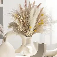 Famanu – Pampasgras decoratie set van 73 stuks, natuurlijke droogbloemen met pampas en gipskruid, boho tafeldecoratie voor vazen en arrangementen