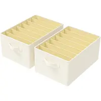 Famanu - Lade organizer set van 2 opvouwbaar met 7 vakken voor sokken accessoires en stropdassen beige