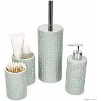 MamboCat 4-delige badkamerset LENORA mintgroen: 1 toiletborstel, 1 zeepdispenser en 2 bekers – 2x 24224, 1x 24225 en 1x 24226
