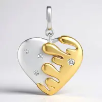 Cavill - Hartvormige Briljant Hanger - 925 Sterling Zilver Rhodium - 0,074 Ct I1 (G) Diamant Afrika - Elegante Dames Sieraden