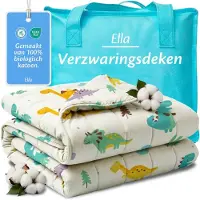 EL Life Verzwaringsdeken Kind 2,4kg - 90 x 120cm - Zwaartedeken - Weighted Blanket - Verzwaarde Deken - OEKO-TEX Katoen - Dino
