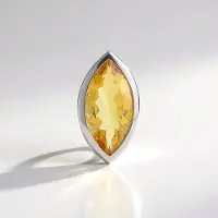 Cavill - Zilveren Hanger - 925 Sterling Zilver Geplatineerd - Citrien 3 143 ct Marquise Sleutel - Luxe Avondsieraad 21x12 mm