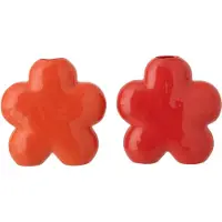 J-Line vaas Bloem - porselein - oranje/rood - small - set van 2