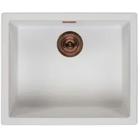 Pure.Sink Witte Spoelbak 50x40 cm Onderbouw, Opbouw en Vlakinbouw met Koperen Plug 1208970533