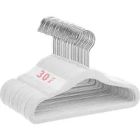 Famanu – Anti-slip kinderkleerhangers van fluweel - ultradunne ruimtebesparende babykleerhangers van fluweel - 360 graden draaibare haak - robuuste en duurzame babykleerhangers (28 cm - wit)