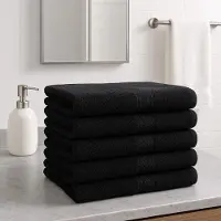 Famanu - Set van 10 gastendoekjes 30 × 50 cm, handdoeken van 100% katoen – Zwart