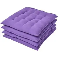 Homescapes stoelkussens – set van 4 zitkussens – katoen – 40x40 cm – paars – met lint – voor eetkamer & buitengebruik