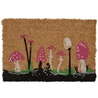 Homescapes Antislip Kokosnoot Deurmat met Paddenstoelmotief, 40 x 60 cm