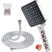 Famanu – Hogedruk handdouche met filter en 1,6 m slang, 6 straalsoorten, waterbesparend, chroom