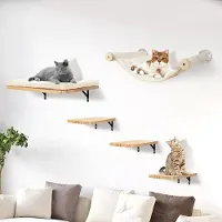 Famanu - Klimkrabpaal met hangmat en trappen, kattenmeubel met speelelementen