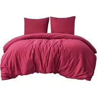 Famanu Beddengoed, 3-delige set, van microvezel, met ritssluiting, zacht en strijkvrij, met kussenslopen en dekbedovertrek 200 x 220 cm, rood