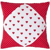 Homescapes Rood Hart Patchwork Kussenhoes 45 x 45 cm