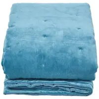 Homescapes Gewatteerde fluwelen deken blauw – sprei van katoenfluweel , 125 x 150 cm